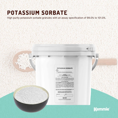 Kemmie 2Kg Potassium Sorbate Granules E202 Preservative Cosmetic Brewing Tub
