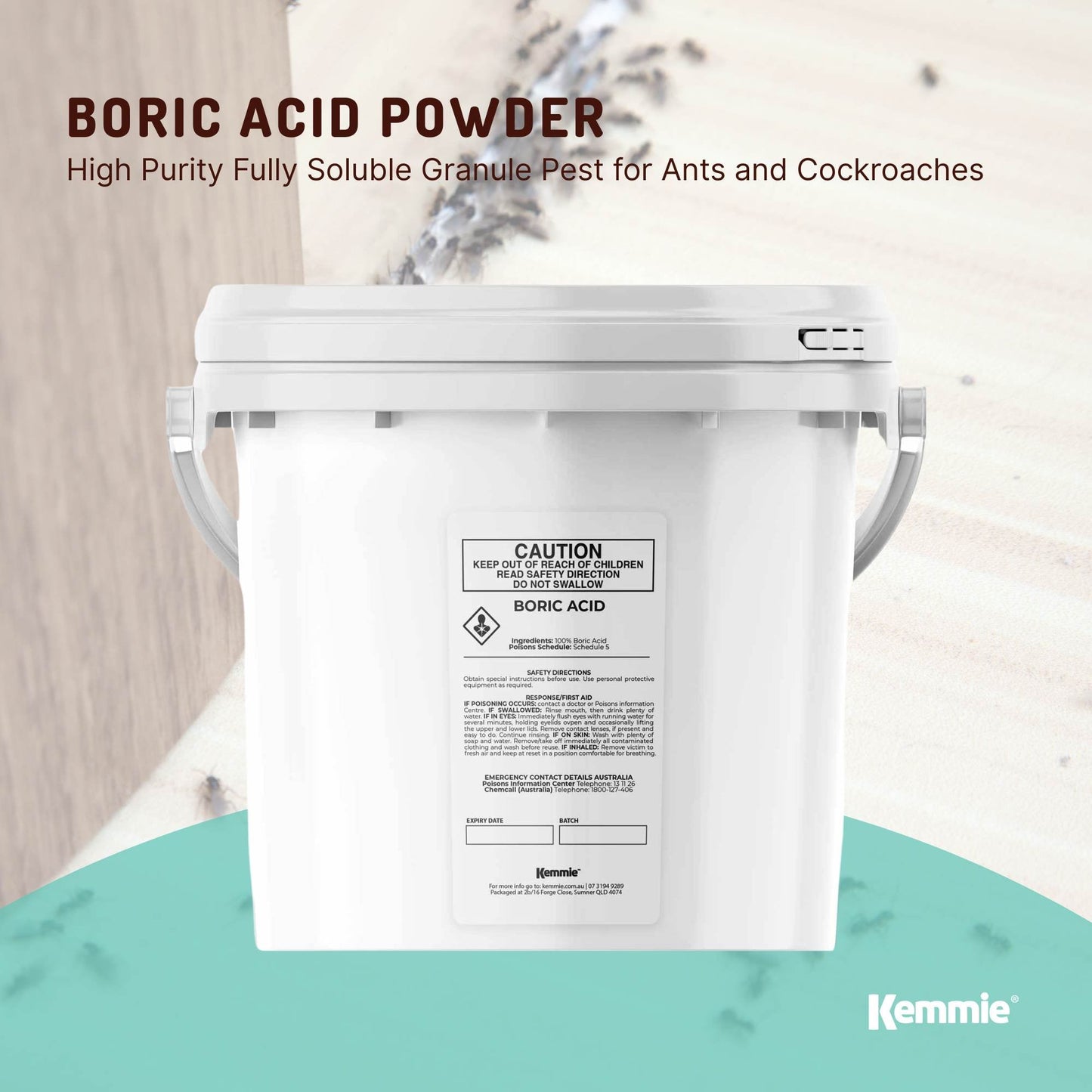 Boric Acid Powder Bucket - High Purity Fully Soluble Granules - Pest Ant Bulk