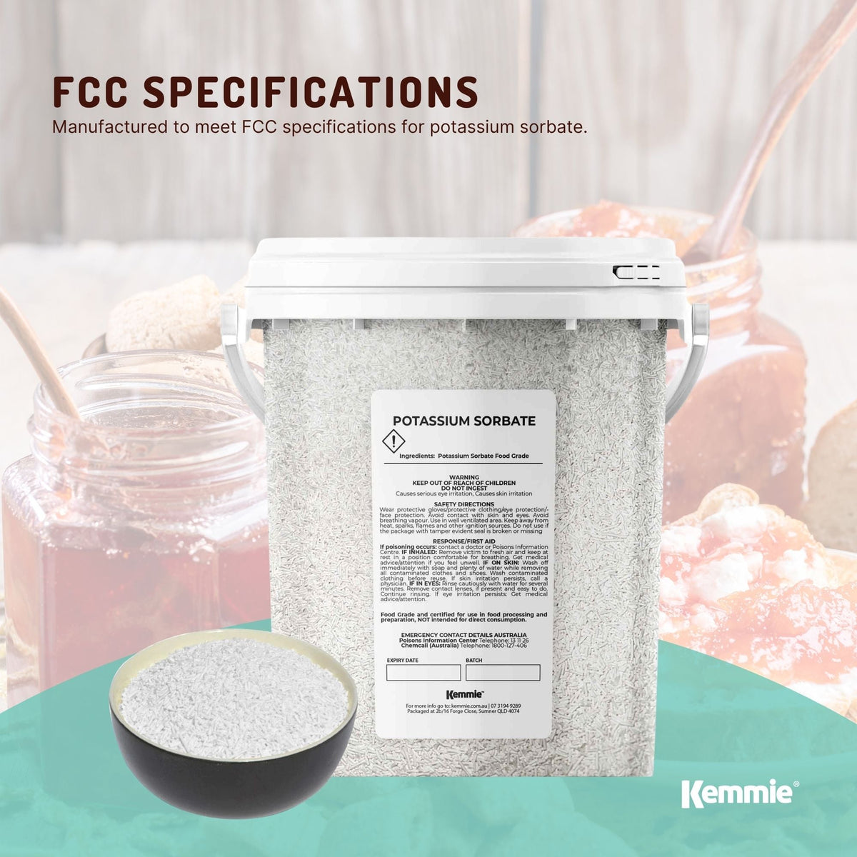 Kemmie 500g Potassium Sorbate Granules E202 Preservative Cosmetic Brewing Tub