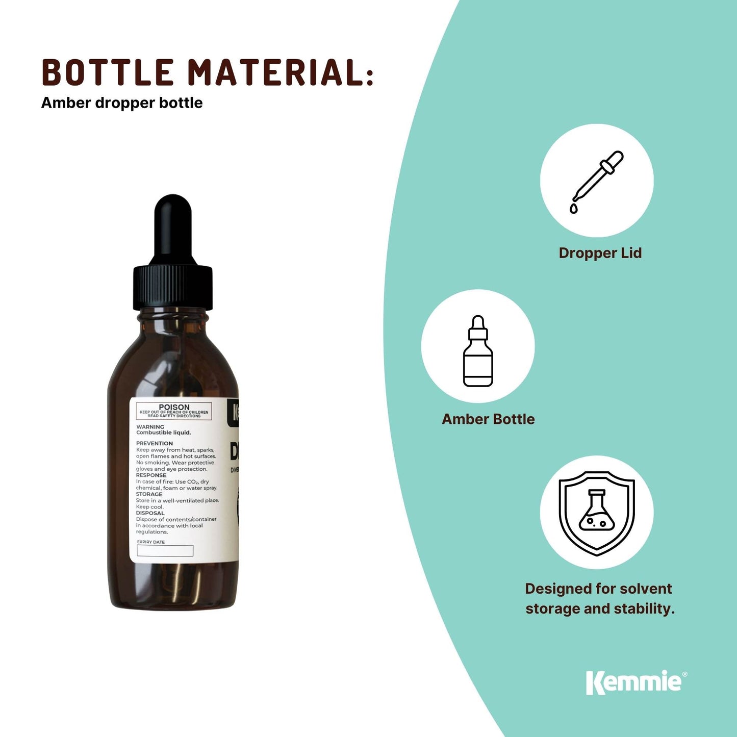 Kemmie 100ml DMSO Liquid 99.9% - Pure USP Grade Dimethyl Sulfoxide Dropper