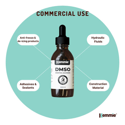 Kemmie 100ml DMSO Liquid 99.9% - Pure USP Grade Dimethyl Sulfoxide Dropper