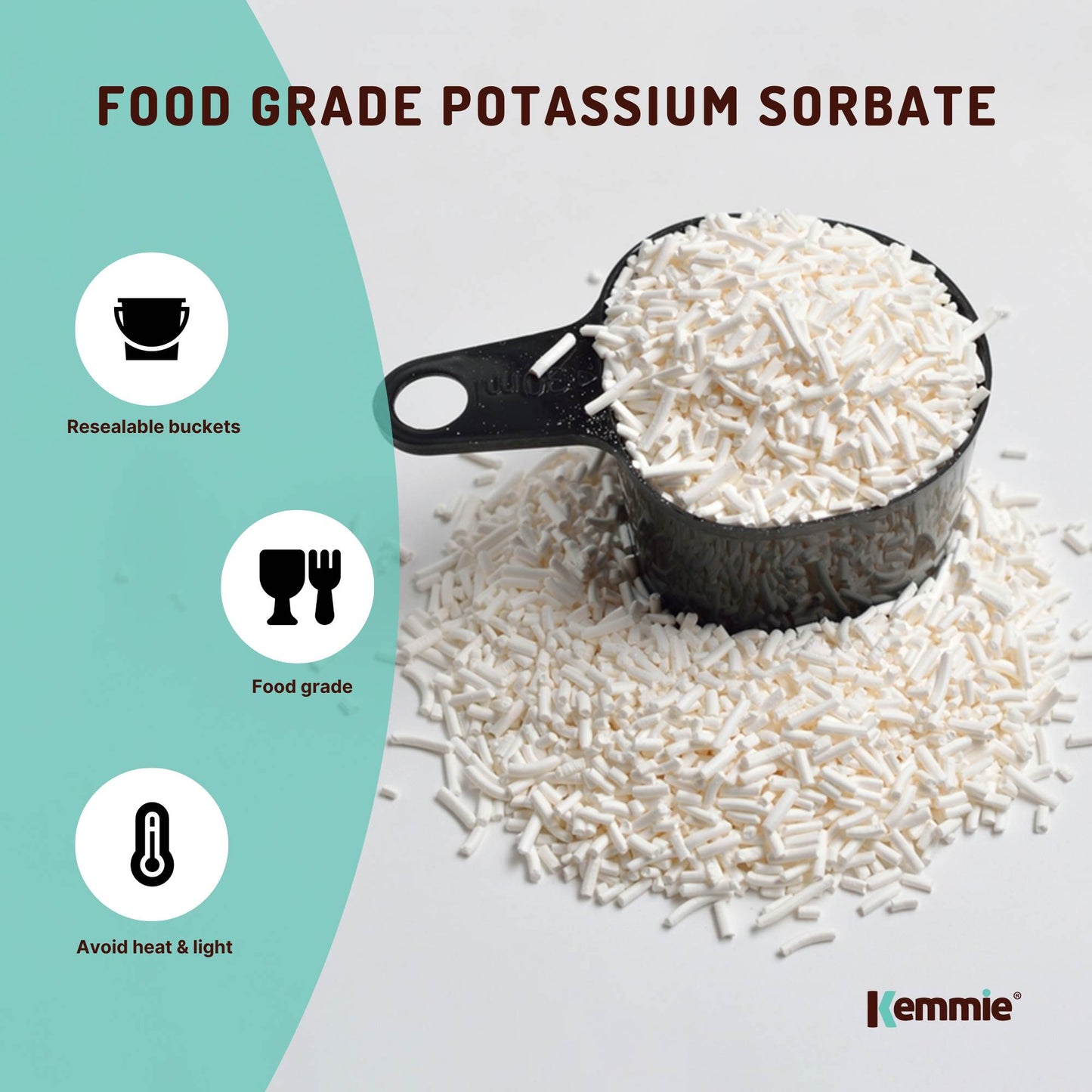 Kemmie 500g Potassium Sorbate Granules E202 Preservative Cosmetic Brewing Tub