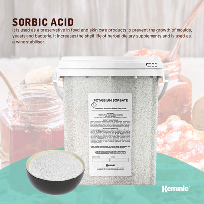 Kemmie 500g Potassium Sorbate Granules E202 Preservative Cosmetic Brewing Tub