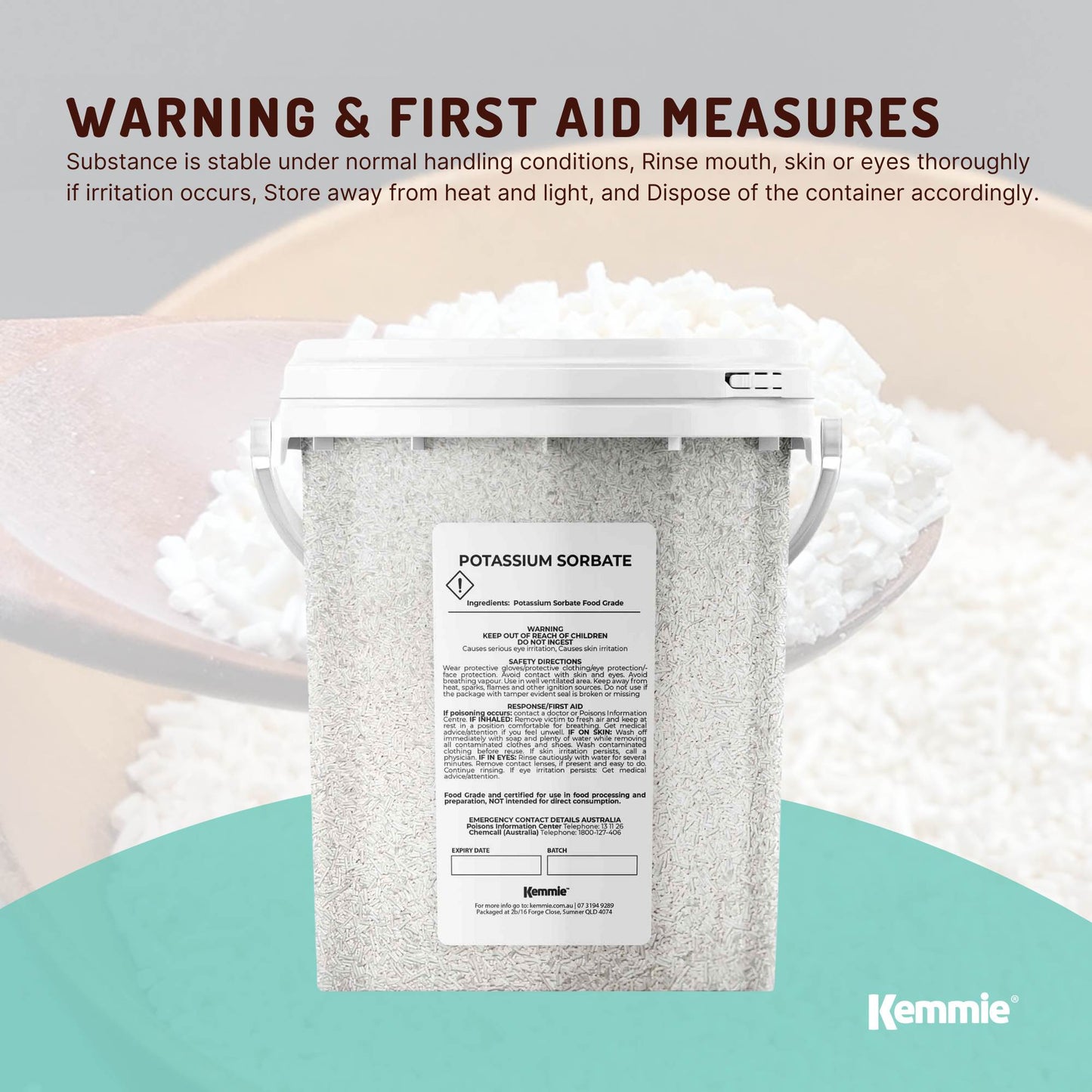 Kemmie 500g Potassium Sorbate Granules E202 Preservative Cosmetic Brewing Tub