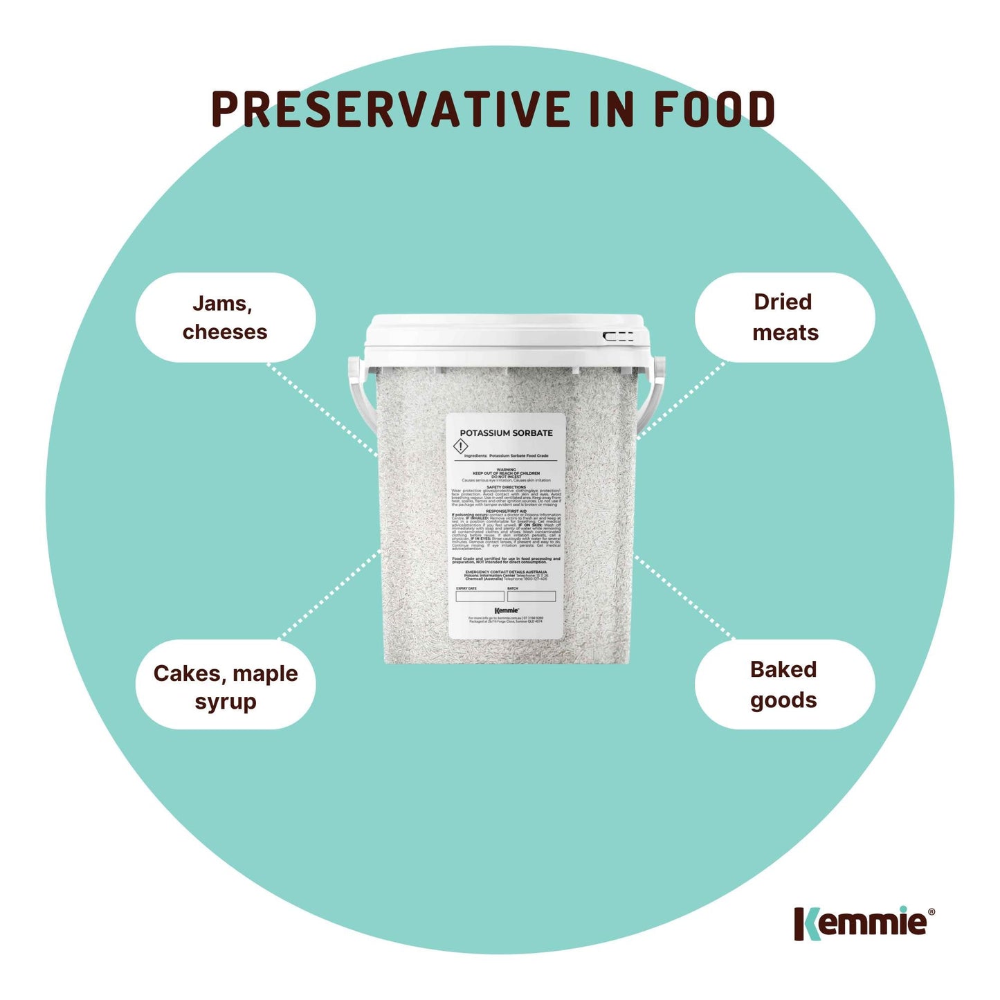 Kemmie 500g Potassium Sorbate Granules E202 Preservative Cosmetic Brewing Tub