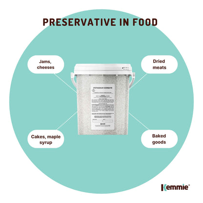 Kemmie 500g Potassium Sorbate Granules E202 Preservative Cosmetic Brewing Tub