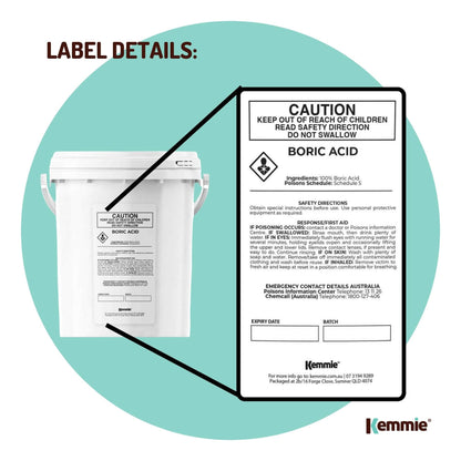 Kemmie Boric Acid Powder 99.9% Pure Tubs - Soluble Orthoboric Acid H3BO3