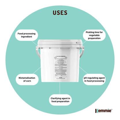 Kemmie Calcium Hydroxide Powder Food Grade FCC Pickling Lime Tubs
