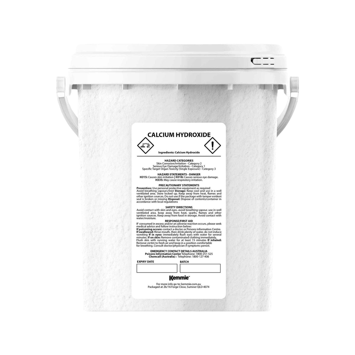 Kemmie Calcium Hydroxide Powder Food Grade FCC Pickling Lime Tubs