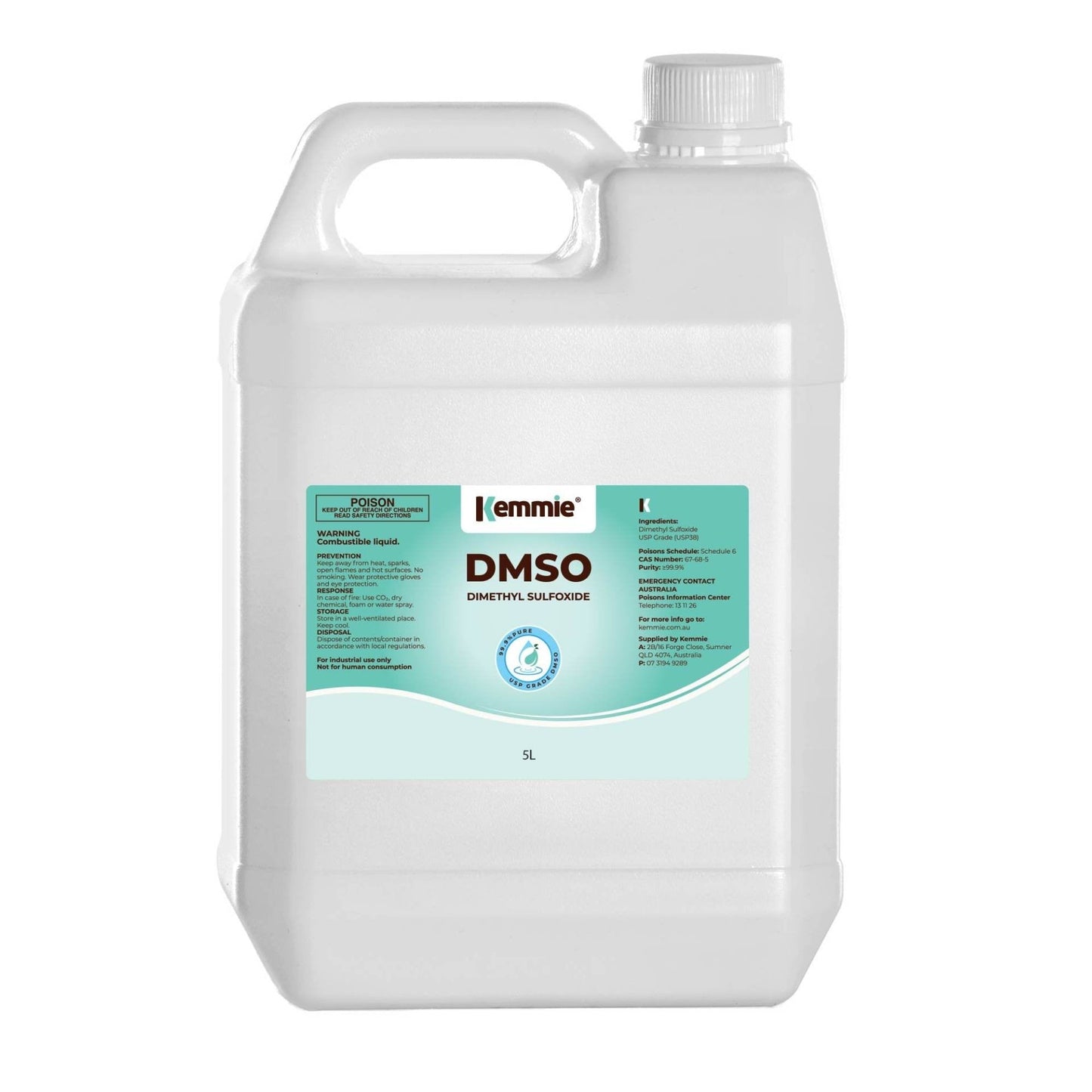 Kemmie DMSO Liquid 99.9% Pure - USP Grade Dimethyl Sulfoxide Solvent