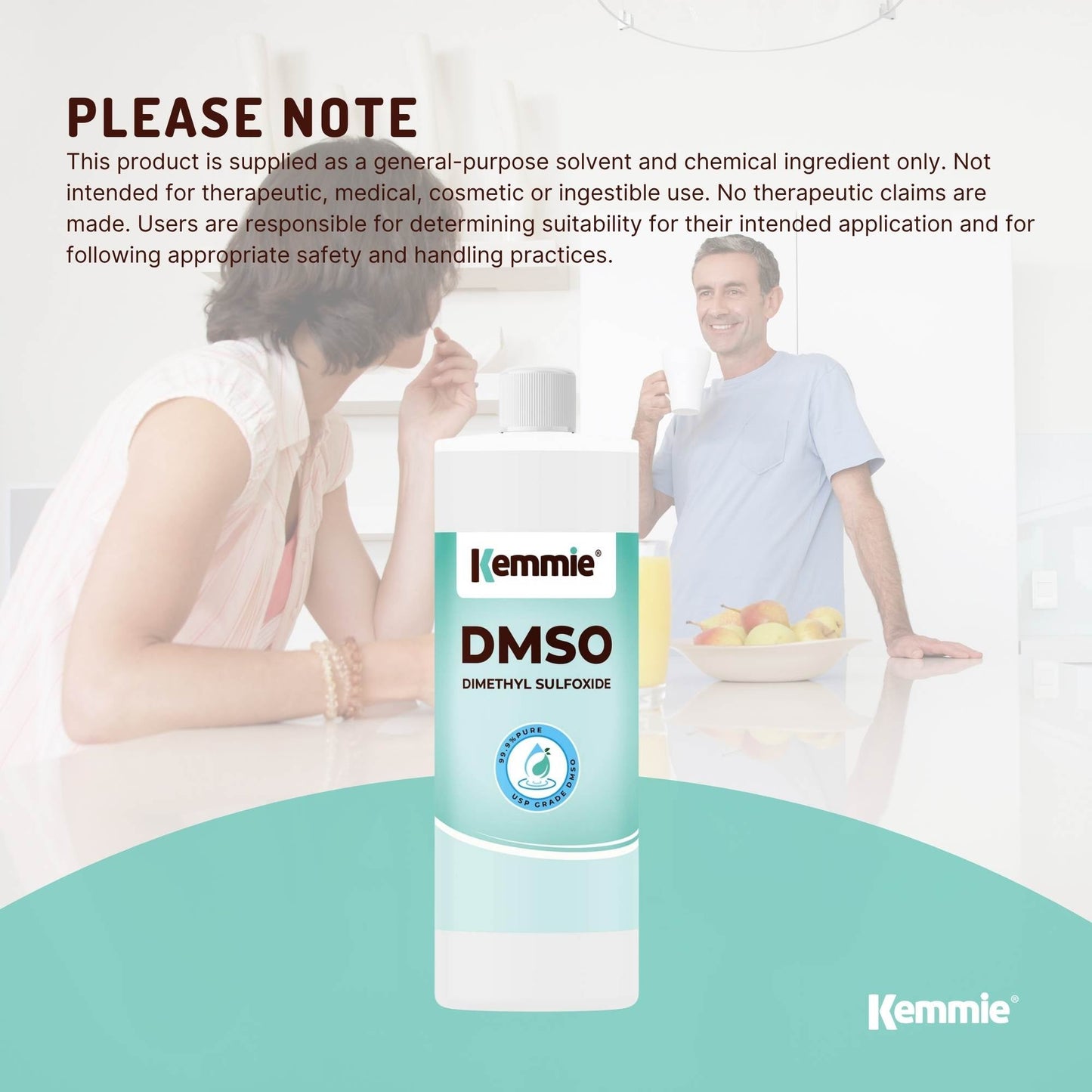 Kemmie DMSO Liquid 99.9% Pure - USP Grade Dimethyl Sulfoxide Solvent