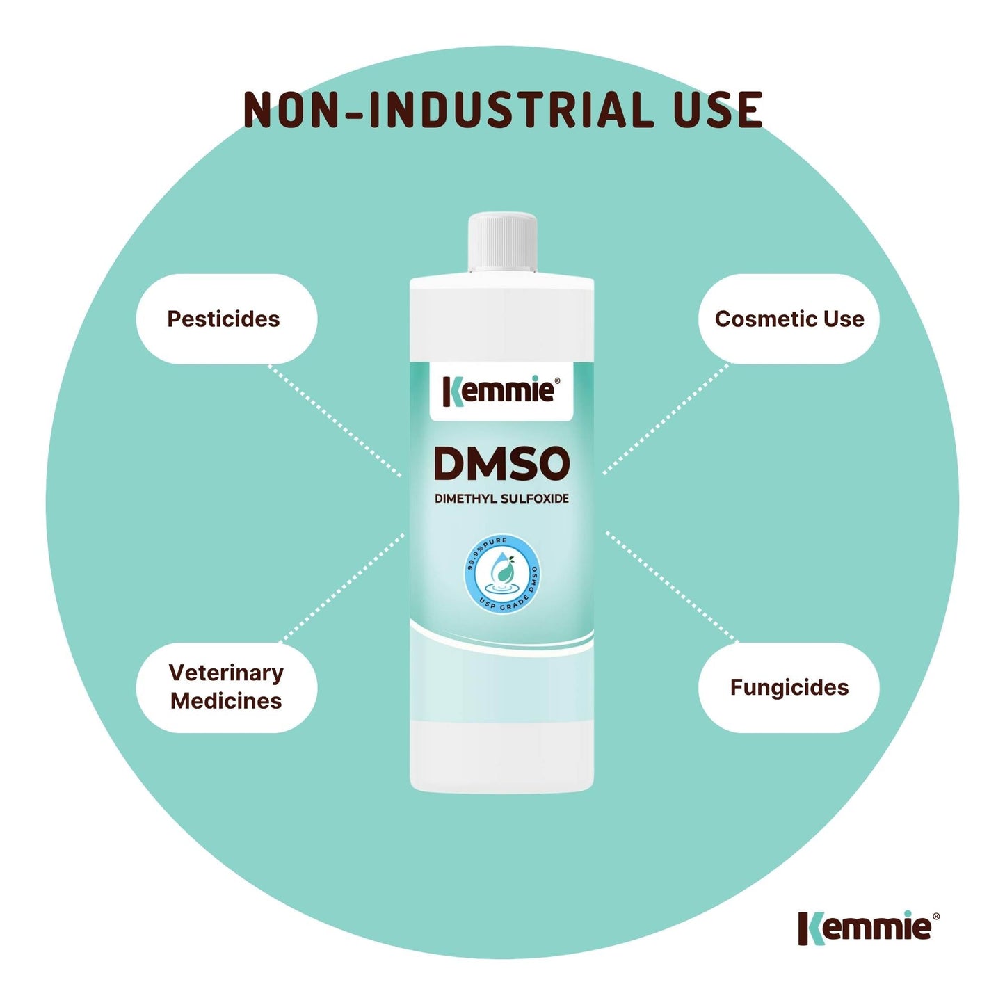 Kemmie DMSO Liquid 99.9% Pure - USP Grade Dimethyl Sulfoxide Solvent