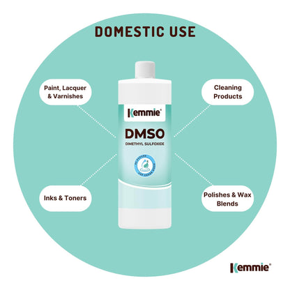 Kemmie DMSO Liquid 99.9% Pure - USP Grade Dimethyl Sulfoxide Solvent