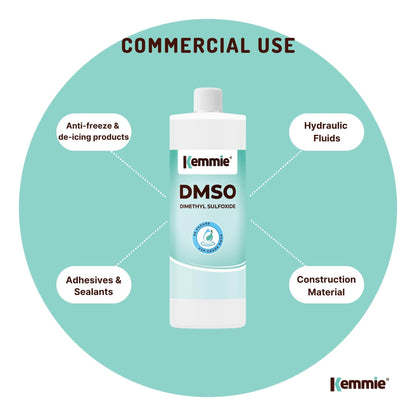 Kemmie DMSO Liquid 99.9% Pure - USP Grade Dimethyl Sulfoxide Solvent