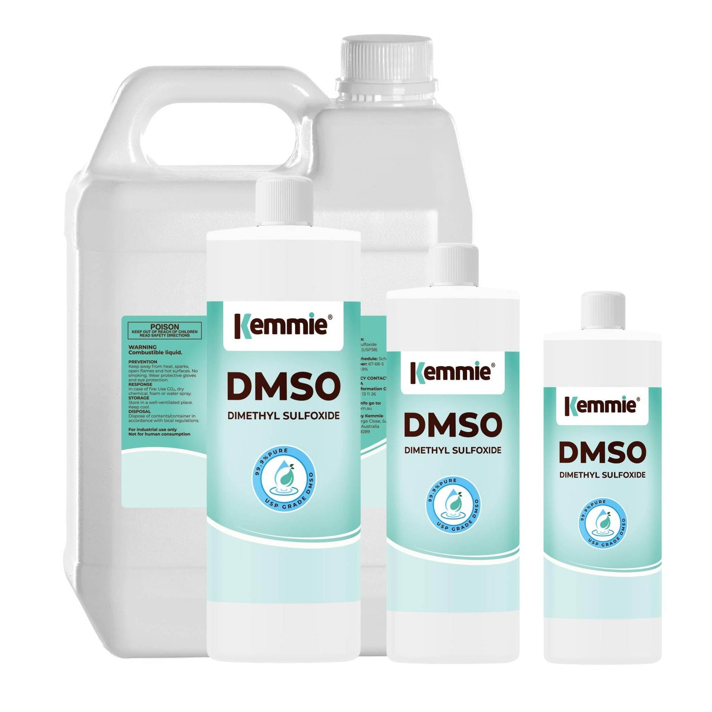 Kemmie DMSO Liquid 99.9% Pure - USP Grade Dimethyl Sulfoxide Solvent